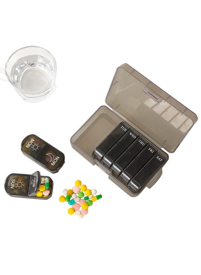 أوجا منظم حبوب أسبوعي بحجم كبير جدًا، مرتين في اليوم، صندوق حبوب صباحًا ومساءً لمدة 7 أيام، حافظة حبوب محمولة للسفر للأدوية، الفيتامينات، زيت السمك، المكملات الغذائية - Image 3