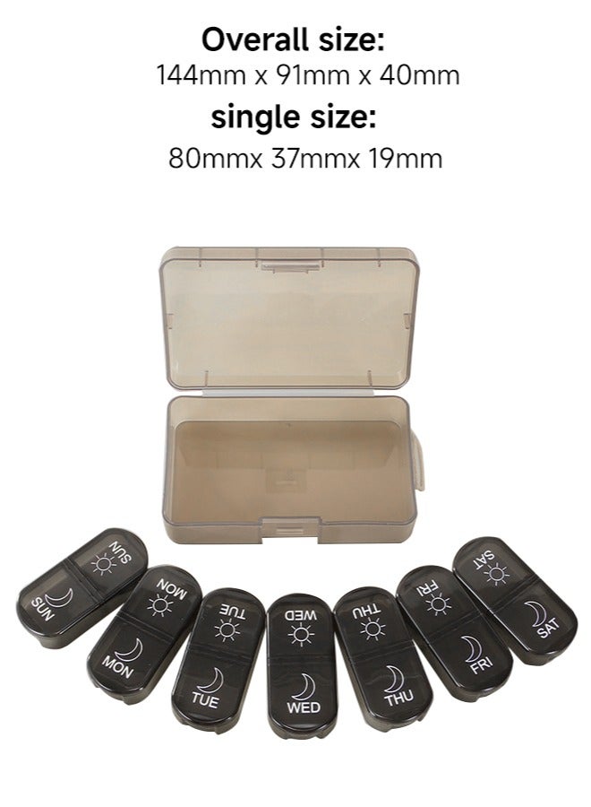 أوجا منظم حبوب أسبوعي بحجم كبير جدًا، مرتين في اليوم، صندوق حبوب صباحًا ومساءً لمدة 7 أيام، حافظة حبوب محمولة للسفر للأدوية، الفيتامينات، زيت السمك، المكملات الغذائية - Image 4