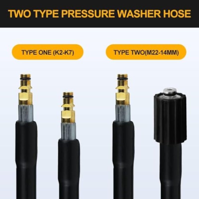 وصلة خرطوم غسالة الضغط العالي 15 متر وفوهة لغسالة الضغط مناسبة لقطع غيار Karcher K2 K3 K4 K5 40Mpa/5800Psi Tyep-1 - Image 4