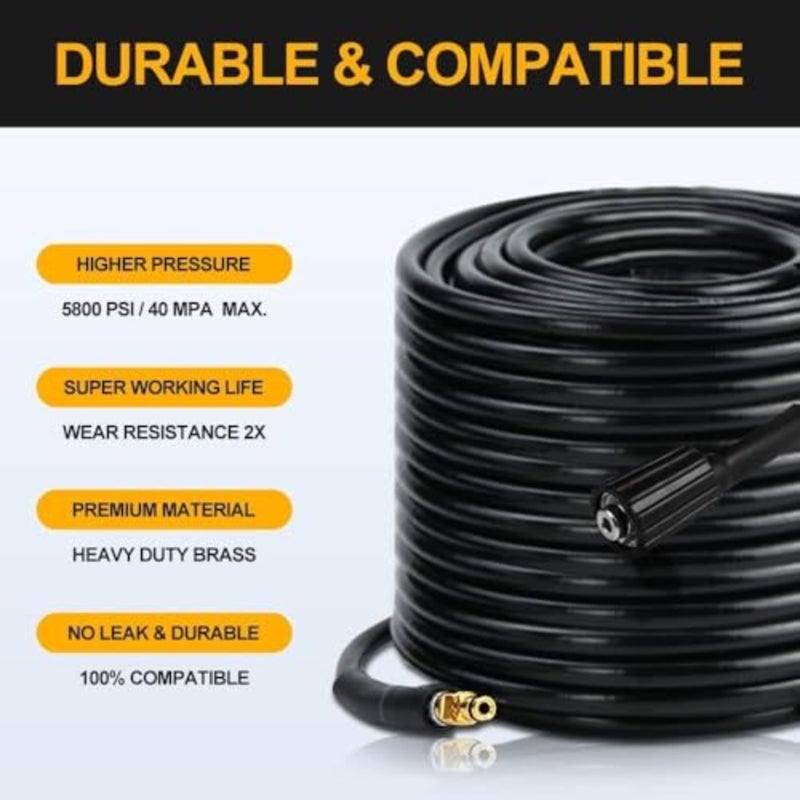 وصلة خرطوم غسالة الضغط العالي 15 متر وفوهة لغسالة الضغط مناسبة لقطع غيار Karcher K2 K3 K4 K5 40Mpa/5800Psi Tyep-1 - Image 2