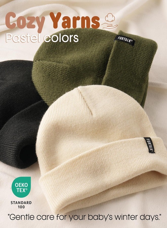 FURTALK Baby Beanie Knit Winter Hats 3 Pack for Infant Toddler Kids Skull Caps - Image 2