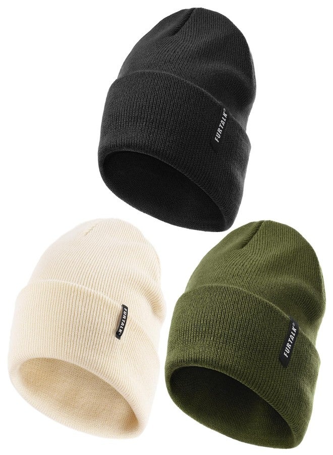 FURTALK Baby Beanie Knit Winter Hats 3 Pack for Infant Toddler Kids Skull Caps - Image 1