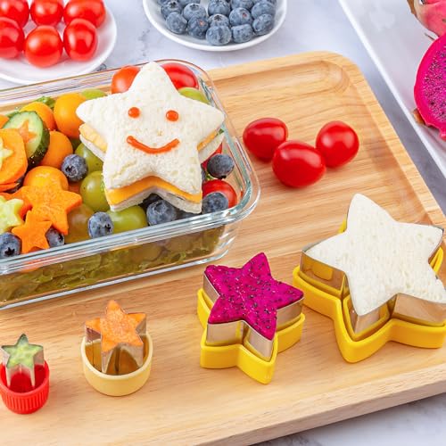 Kimfead Star Cookie Cutters 4 Pcs, Kimfead Sandwich Cutter for Kids Lunch, Vegetable Fruit Cutters Shapes, Stainless Steel Biscuit Cutters for Children Boys Girls - Image 4