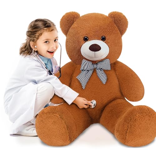 SNOWOLF Giant Teddy Bear 47 Stuffed Animals Plush Toy 4 Feet Cute Life Size Big Soft Bear for Boy Girl Birthday Valentine Mothers Day 5LBs 120CM Dark Brown - Image 5