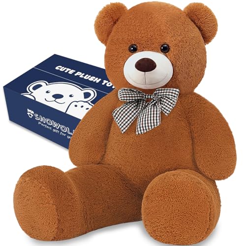 SNOWOLF Giant Teddy Bear 47 Stuffed Animals Plush Toy 4 Feet Cute Life Size Big Soft Bear for Boy Girl Birthday Valentine Mothers Day 5LBs 120CM Dark Brown - Image 1