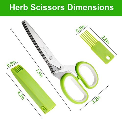 JYTUUL Herb Scissors, Multipurpose Sharp Kitchen Herb Cutter Shears with 5 Stainless Steel Blades, Safety Cover, Cleaning Comb, Cool Kitchen Gadgets for Cutting Fresh Garden Herbs, Dishwasher Safe - Image 3