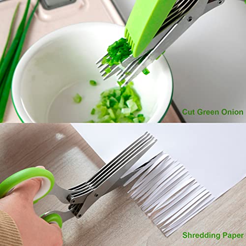JYTUUL Herb Scissors, Multipurpose Sharp Kitchen Herb Cutter Shears with 5 Stainless Steel Blades, Safety Cover, Cleaning Comb, Cool Kitchen Gadgets for Cutting Fresh Garden Herbs, Dishwasher Safe - Image 4