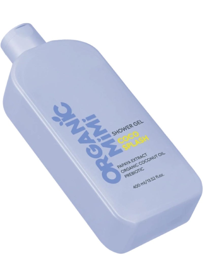 organic mimi Coco Splash Shower Gel Organic Coconut Oil & Papaya Extract 400 ML - Image 2