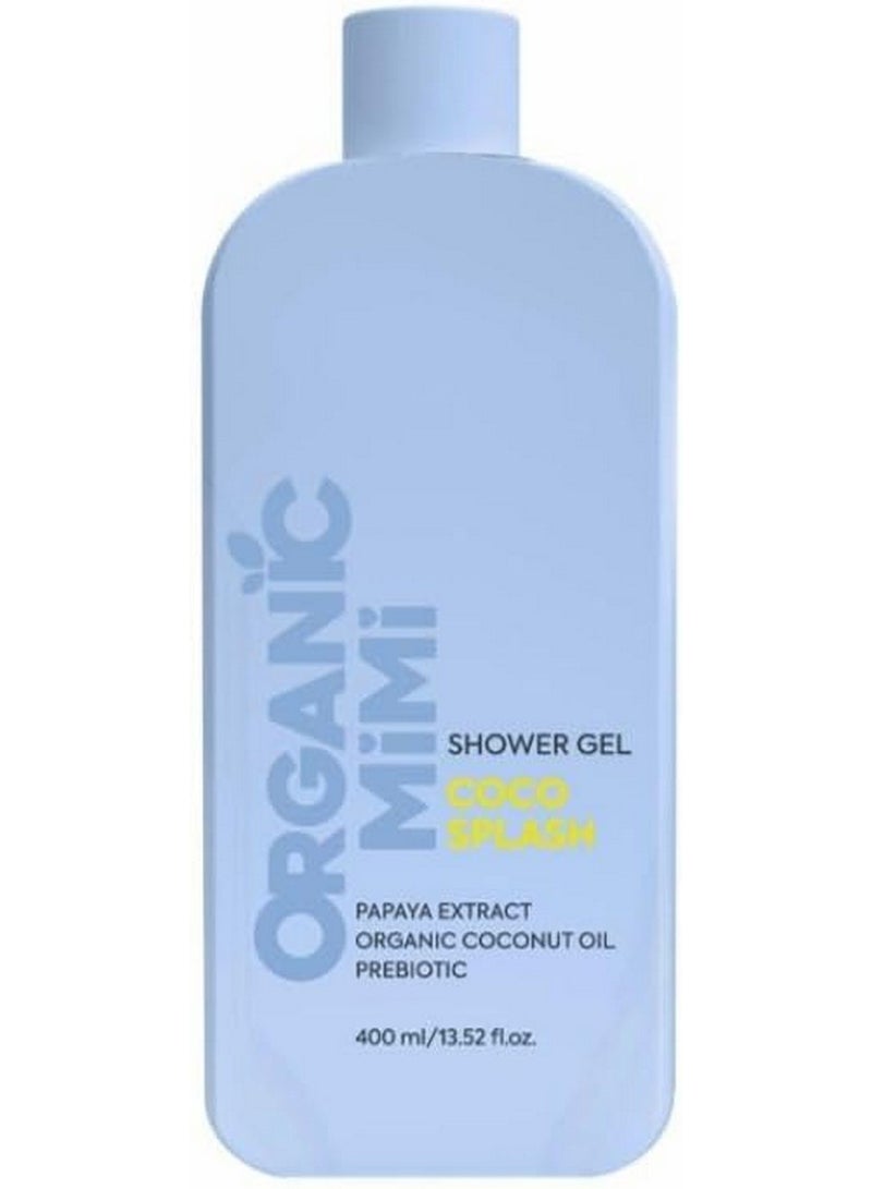 organic mimi Coco Splash Shower Gel Organic Coconut Oil & Papaya Extract 400 ML - Image 1
