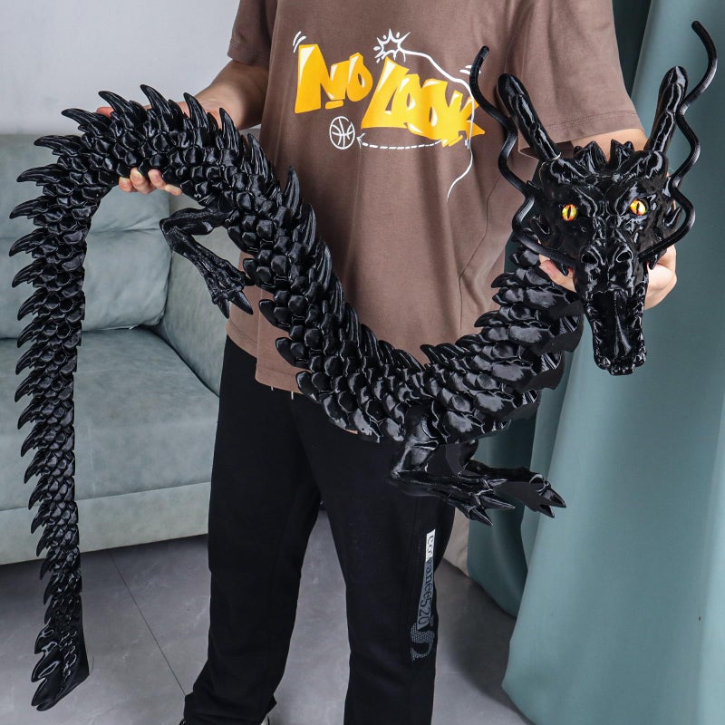 critigulf 3D Printed Dragon Model 82 Inches 21 Meters Flexible Joints Lacertid Figurine Stress Relief Toy82inchBlack - Image 3