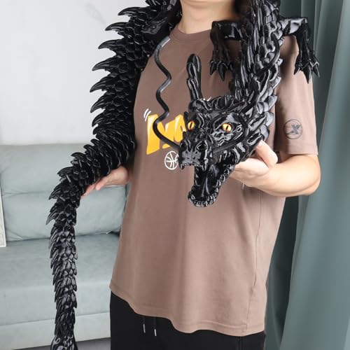 critigulf 3D Printed Dragon Model 82 Inches 21 Meters Flexible Joints Lacertid Figurine Stress Relief Toy82inchBlack - Image 5