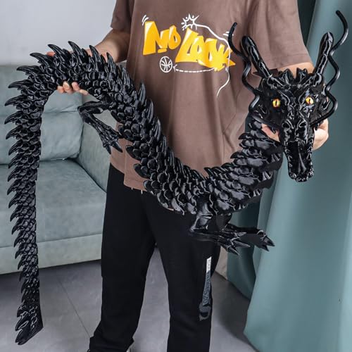 critigulf 3D Printed Dragon Model 82 Inches 21 Meters Flexible Joints Lacertid Figurine Stress Relief Toy82inchBlack - Image 1