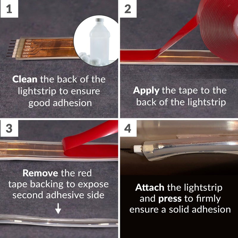 Litcessory Lightstrip Mounting Tape (16ft) for Philips Hue, LIFX Lightstrips, C by GE Light Strips – Strong, Removable, Double Sided Tape – Works Great with Most LED Strip Lights! - Image 5