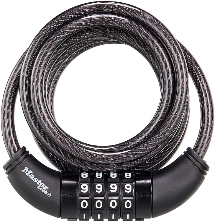 Master Lock قفل دراجة ماستر لوك 8114D مع مجموعة من الأرقام الخاصة بك - 6 قدم. من الفولاذ المضفر لمعدات الهواء الطلق - Image 1