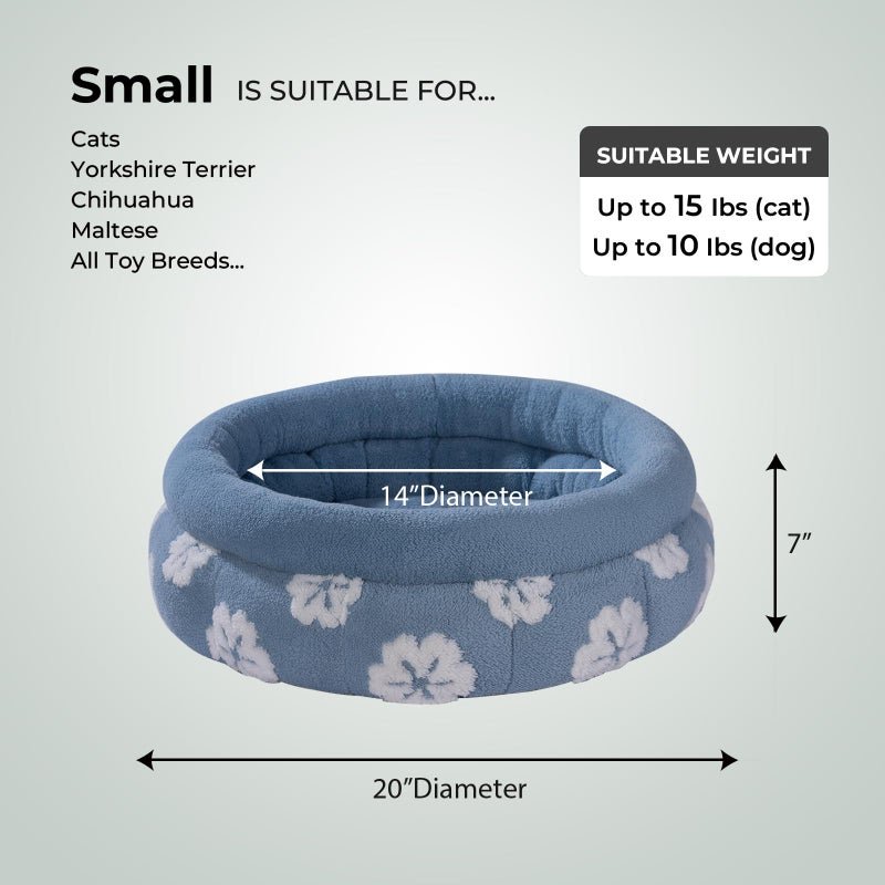 BALANCE Cat Beds for Indoor Cats, Washable Round Cat Bed, Cute 3D Flower Kitten Bed with Anti-Slip Bottom for Puppy and Kitten, 20 Inches, Blue - Image 5