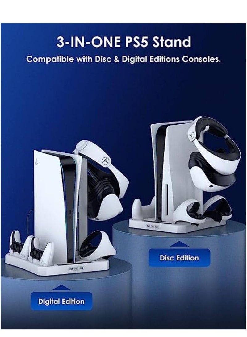 For PS5 Accessories Cooling Stand, PSVR2 Charging Station - HAPAW PS VR2 Sense Controller Charging Station, Playstation VR2 Headset Headphones Holder, Controller Charger Cooling Fan - Image 5