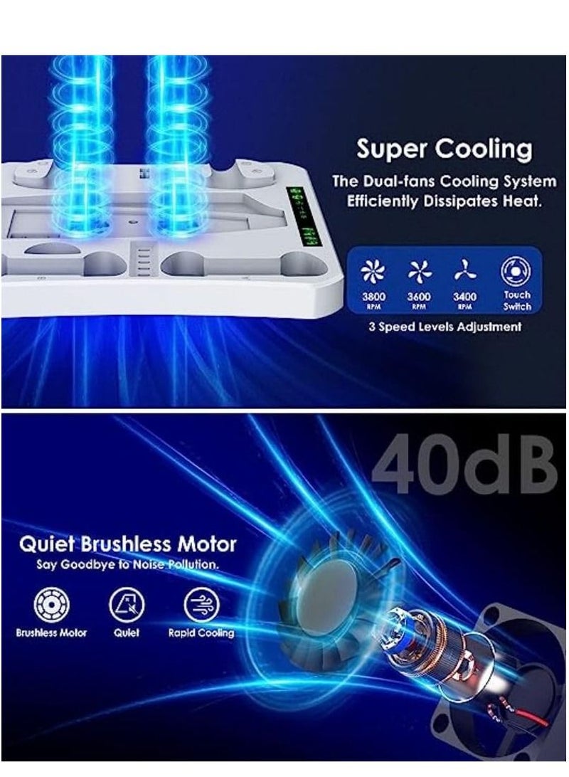 For PS5 Accessories Cooling Stand, PSVR2 Charging Station - HAPAW PS VR2 Sense Controller Charging Station, Playstation VR2 Headset Headphones Holder, Controller Charger Cooling Fan - Image 2