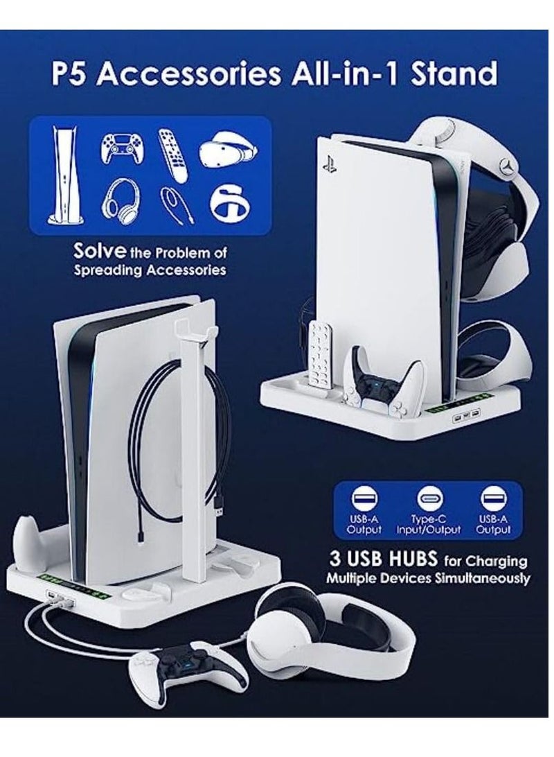 For PS5 Accessories Cooling Stand, PSVR2 Charging Station - HAPAW PS VR2 Sense Controller Charging Station, Playstation VR2 Headset Headphones Holder, Controller Charger Cooling Fan - Image 4