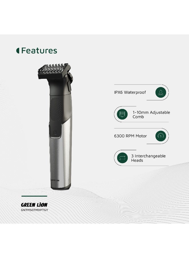 GREEN LION 3-in-1 Expert Hair Trimmer & Shaver / 1.5 Hours Working Time / Body Shaver for men  / Corded & Cordless Use / Travel Lock / Digital Display / 5W Power - Gray - Image 2