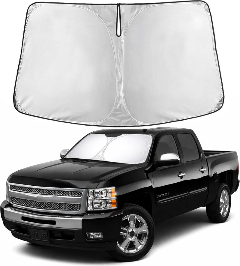 EcoNour Windshield Sunshade for Chevrolet Silverado 1500 2007–2013 | Custom Fit Front Window Sun Shade | Blocks Harmful UV Rays & Reduces Heat | Foldable Sun Visor with Storage Pouch - Image 1