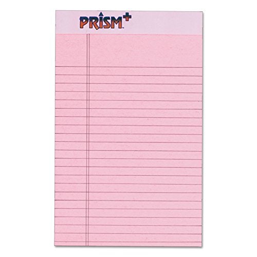 TOPS Prism Plus Legal Pad, 5 x 8 Inches, Perforated, Pink, Narrow Rule, 50 Sheets per Writing Pad, 100% Recycled, 12 Pack (63050) - Image 1