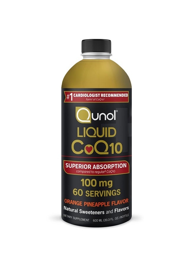 Qunol Liquid CoQ10 100mg, Superior Absorption Natural Supplement Form of Coenzyme Q10, Antioxidant for Heart Health, Orange Pineapple Flavored, 60 Servings, 20.3 oz Bottle - Image 1