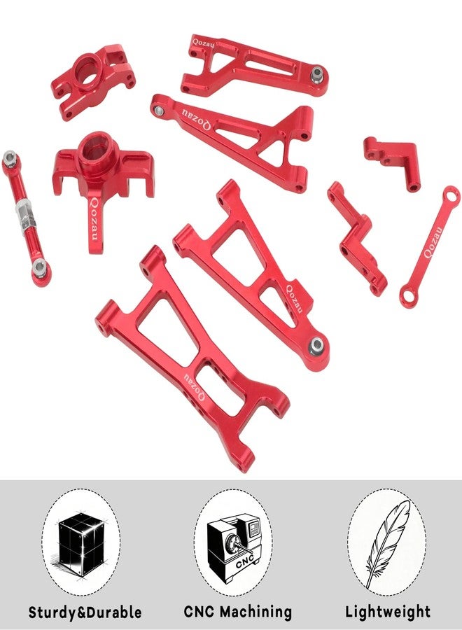 QOZAU Aluminum Upgrade Kit, Front Rear Suspension Arms, Steering Knuckles & Hubs, R168Z Bearings for 1/16 MJX Hyper GO H16BM H16GT H16DR 16208 16209 16210 RC Truck Car Accessories Parts (Rde) - Image 3