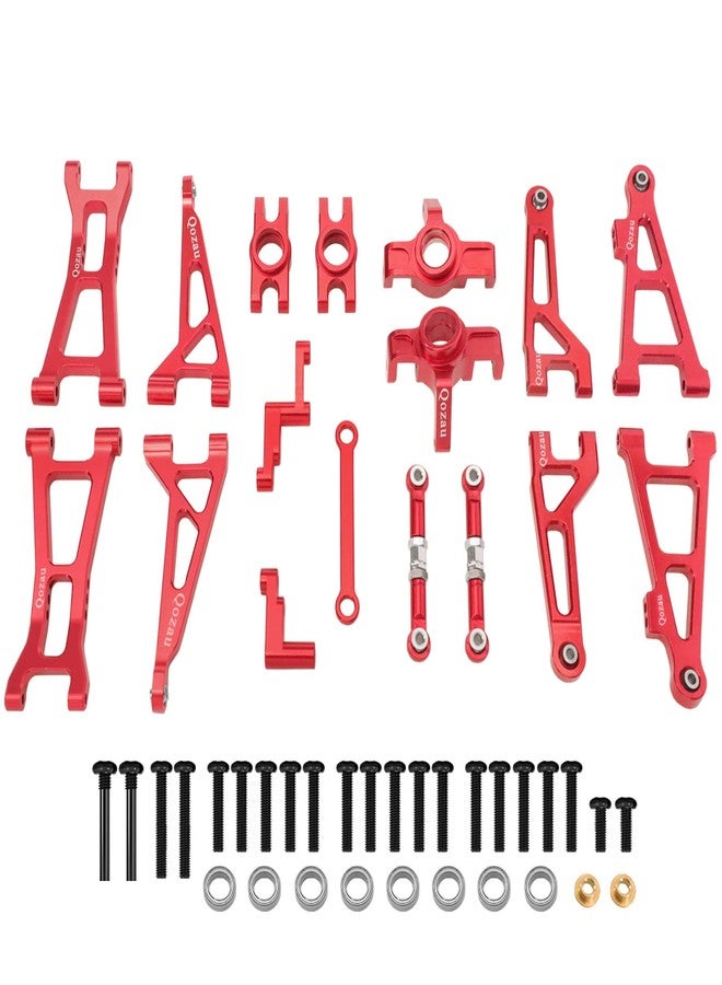 QOZAU Aluminum Upgrade Kit, Front Rear Suspension Arms, Steering Knuckles & Hubs, R168Z Bearings for 1/16 MJX Hyper GO H16BM H16GT H16DR 16208 16209 16210 RC Truck Car Accessories Parts (Rde) - Image 1