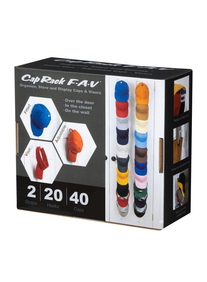 Perfect Curve Perfect Curve Hat Organizer Cap Rack FAV | Hat Racks | Hold up to 40 caps | Over Door Organizer for Baseball Hat | Fitted & Adjustable Caps & Visors | Door Slam Proof | 2 Straps | White  - Image 2