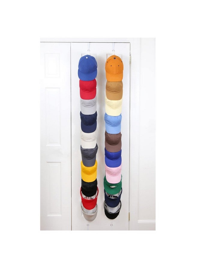 Perfect Curve Perfect Curve Hat Organizer Cap Rack FAV | Hat Racks | Hold up to 40 caps | Over Door Organizer for Baseball Hat | Fitted & Adjustable Caps & Visors | Door Slam Proof | 2 Straps | White  - Image 1