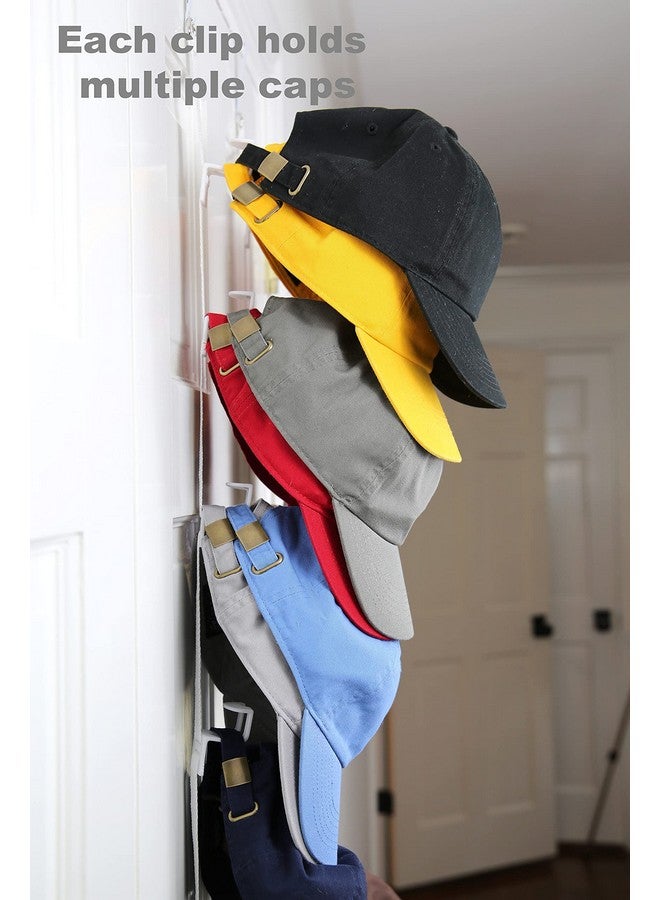 Perfect Curve Perfect Curve Hat Organizer Cap Rack FAV | Hat Racks | Hold up to 40 caps | Over Door Organizer for Baseball Hat | Fitted & Adjustable Caps & Visors | Door Slam Proof | 2 Straps | White  - Image 5