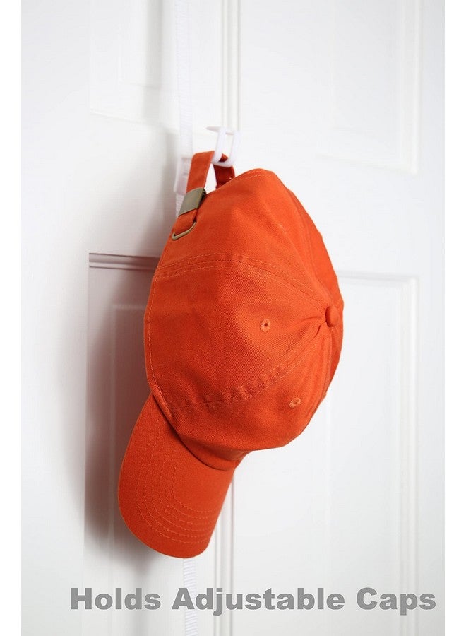 Perfect Curve Perfect Curve Hat Organizer Cap Rack FAV | Hat Racks | Hold up to 40 caps | Over Door Organizer for Baseball Hat | Fitted & Adjustable Caps & Visors | Door Slam Proof | 2 Straps | White  - Image 4