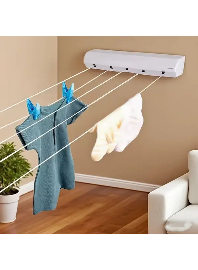 Retractable Wall Mounted Clothesline Hanger 4 Wires Space Saving Drying Rack - Image 2