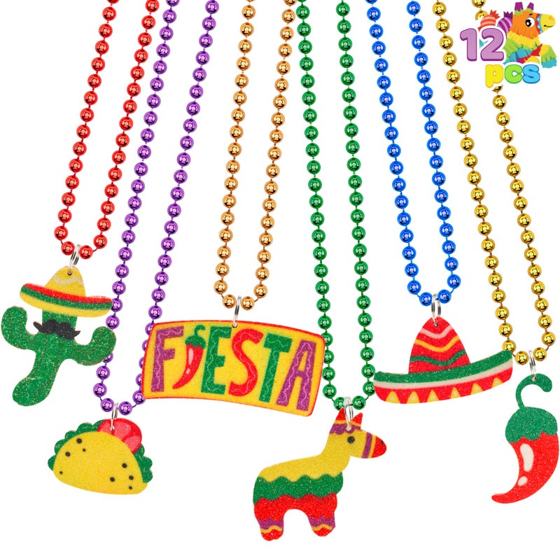 JOYIN 12 PCS Cinco de Mayo Fiesta Necklaces Bead- Mexican Birthday Party Favors Supplies Decorations, Luau Photo Props, Carnivals Event, Taco Tuesday - Image 1