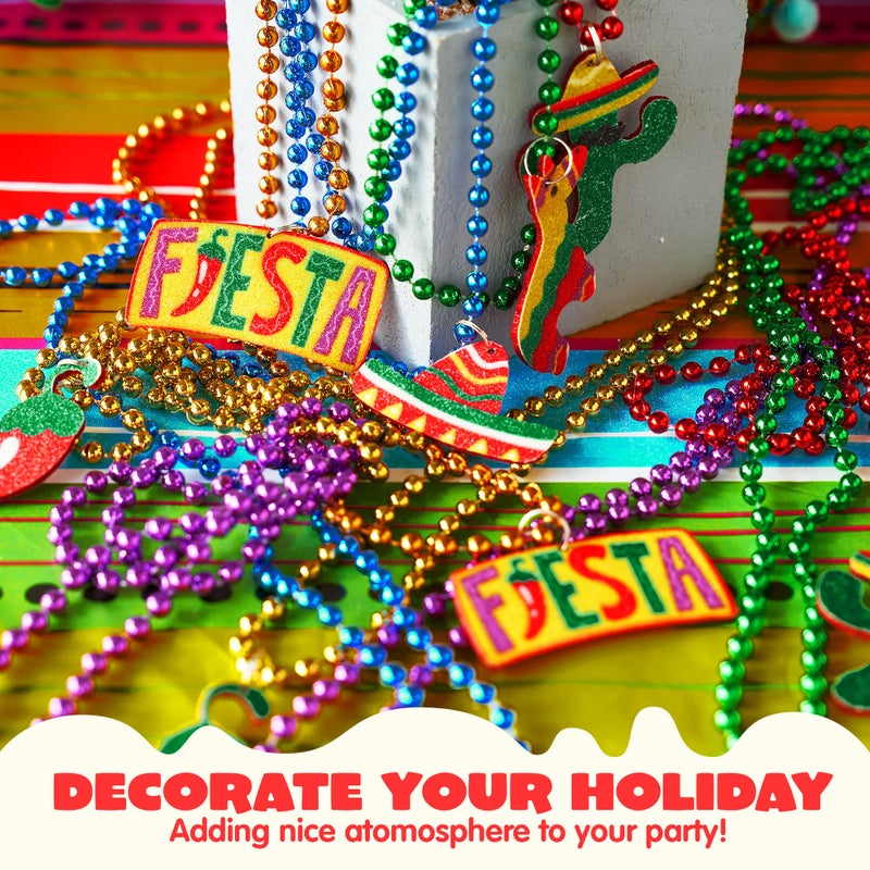 JOYIN 12 PCS Cinco de Mayo Fiesta Necklaces Bead- Mexican Birthday Party Favors Supplies Decorations, Luau Photo Props, Carnivals Event, Taco Tuesday - Image 4