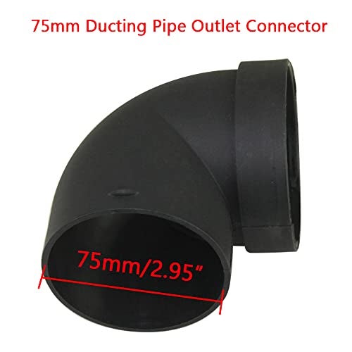 CYDZSW 75mm/3inch Diesel Air Heater Duct Connector,Ducting Pipe Outlet Connector for Diesel Air Parking Caravan Heaters,High Temperature Resistance,L Shape Elbow,Black(75mm) - Image 2