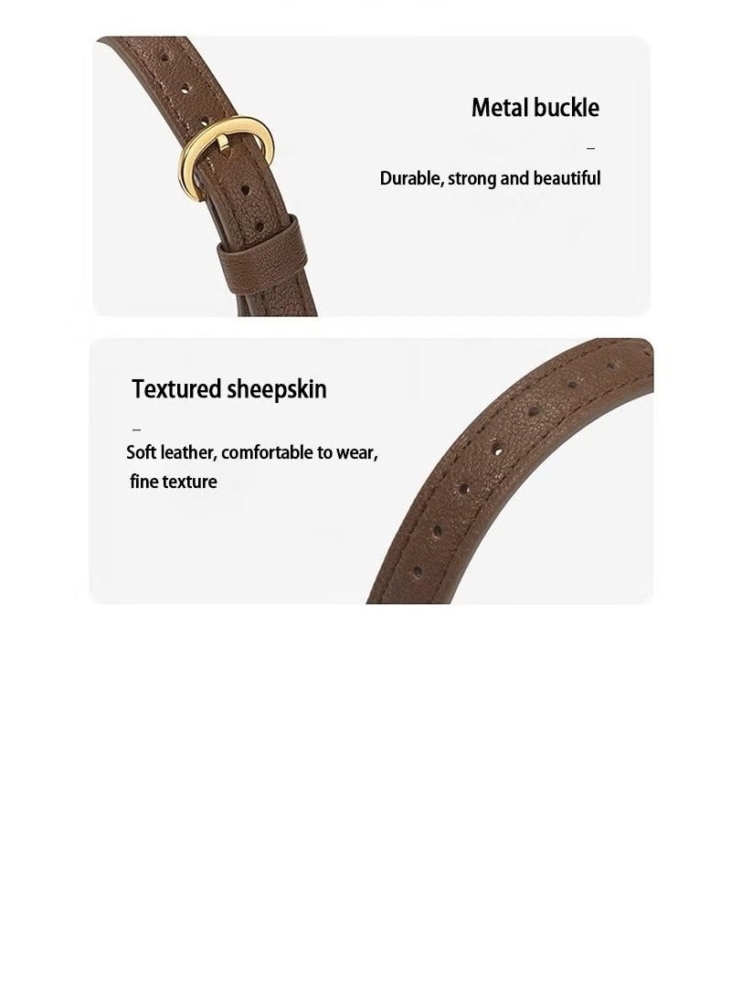 Apple Watch Leather Band Compatible with Apple Watch Band 38mm 40mm 41mm 42mm Women Top Grain Genuine Leather Strap Thin Watch Wristband for iWatch Series10 9 8 7 6 5 4 3 2 1 SE Ultra 2   Brown - Image 3
