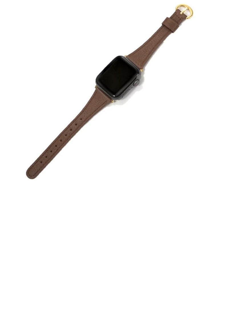 Apple Watch Leather Band Compatible with Apple Watch Band 38mm 40mm 41mm 42mm Women Top Grain Genuine Leather Strap Thin Watch Wristband for iWatch Series10 9 8 7 6 5 4 3 2 1 SE Ultra 2   Brown - Image 5