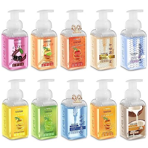 LOVERY Foaming Hand Soap 10 Pack, Moisturizing W Aloe Vera & Essential Oils - Alcohol-Free Citrus Blend, Lemon, Orange, Lime, Grapefruit, Black Cherry Fragrances & More Hand Wash for Kitchen and Bathroom - Image 1