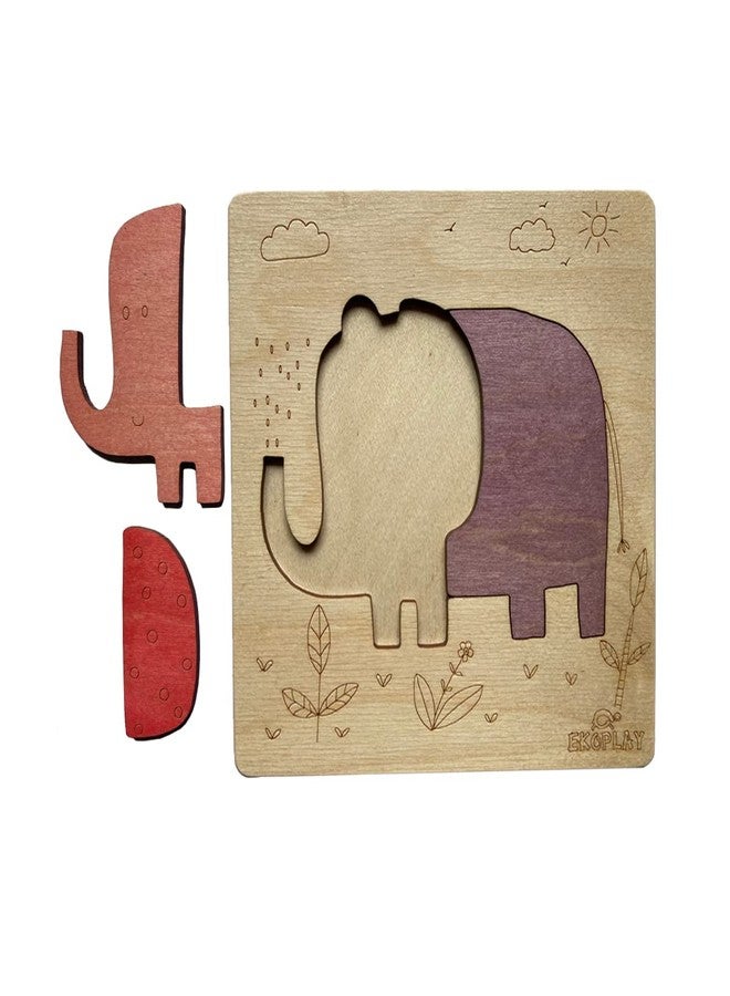 Ekoplay 3 Piece Playful Elephant Wooden Puzzle for Kids, Jigsaw Puzzle for Pre-School Kids, Learning Educational Toys Gifts for Boys & Girls - Image 5