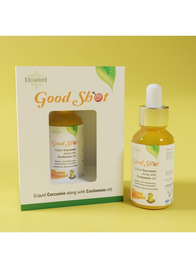 Streamline Good Shot | Liquid Curcumin (liposomal) with Cardamom Oil | Immune & Joint Support | Restores Skin Glow & Tightens Wrinkles | 1 Bottle of 30ml Pack - Image 1