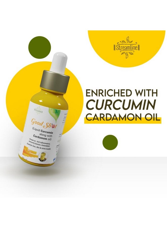 Streamline Good Shot | Liquid Curcumin (liposomal) with Cardamom Oil | Immune & Joint Support | Restores Skin Glow & Tightens Wrinkles | 1 Bottle of 30ml Pack - Image 2
