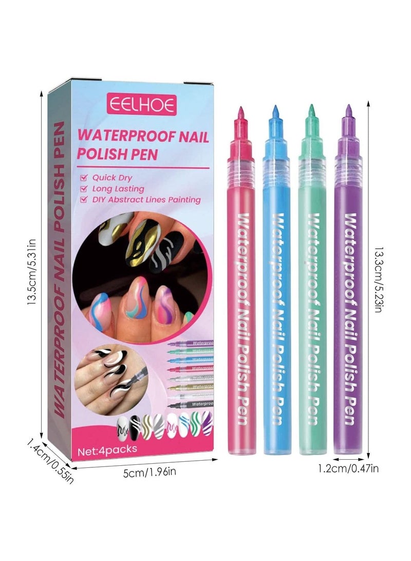 EELHOE Nail Polish Pens 4Pcs Vibrant Colors Smudge Pen For Nail Waterproof Nail Polish Pen For Nail Art DIY Drawing - Image 4