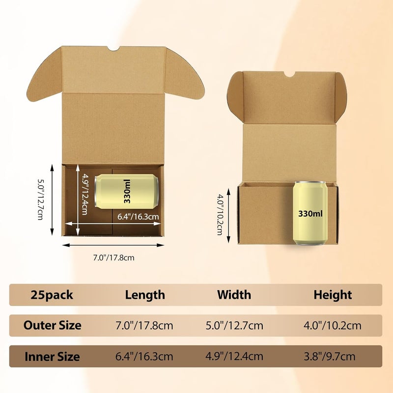 مجموعة RLAVBL من 25 صندوق شحن مقاس 7x5x4 بوصة، صندوق كرتون مضلع بني للتعبئة والبريد والأعمال - Image 2