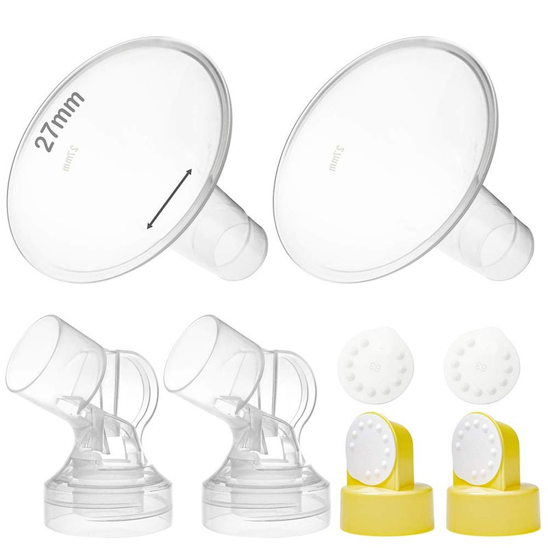 Nenesupply Pump Parts 27mm Flanges Compatible with Medela Breastpump Flange Valve Membrane Connector Compatible with Personalfit Connector Not Original Medela Pump Parts Pump in Style Symphony