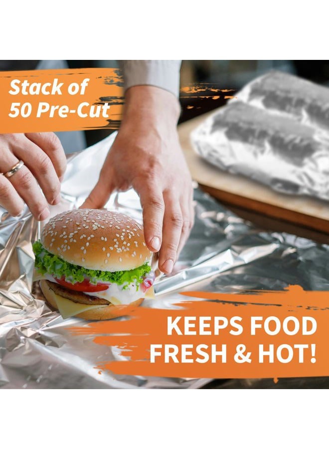 XpressPak Insulation Sandwich Wrapping Paper Aluminum Foil Sheets - [50 Pack] - (14" x 10.3") - Aluminum Foil Sandwich Wrap Sheets For Sandwich Wraps, Burritos and BBQ - Image 5