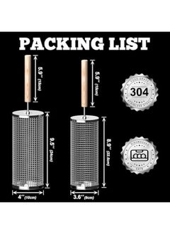 Arabest Grill Baskets Set with Wooden Handle, Stainless Steel Rolling Net for BBQ, Outdoor Cooking, Camp, Gifts for Men  - Image 2