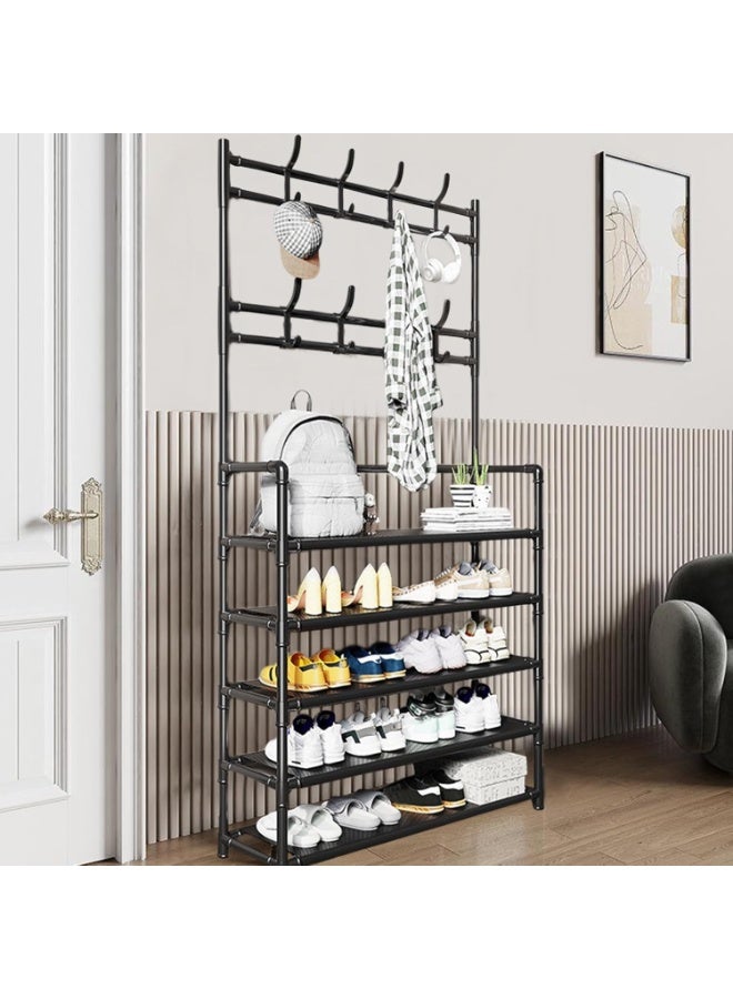 BLOOMING TIME Industrial Entryway Storage Organizer – Freestanding Metal Frame, Coat Rack & Shoe Bench Rack, Multi‑Function Hallway Organizer with Hooks ，for Bedroom, Hallway, Entryway, Office, Living Room - Image 3