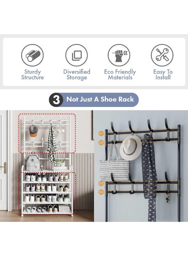 BLOOMING TIME Industrial Entryway Storage Organizer – Freestanding Metal Frame, Coat Rack & Shoe Bench Rack, Multi‑Function Hallway Organizer with Hooks ，for Bedroom, Hallway, Entryway, Office, Living Room - Image 5
