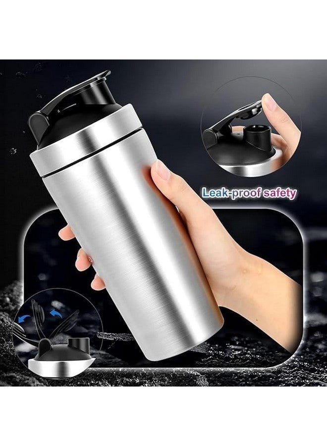 Shrux كوب شاكر من الفولاذ المقاوم للصدأ شروكس مع كرة خلط قابلة للفصل - زجاجة مياه رياضية مقاومة للتسرب وخالية من BPA لمشروبات البروتين واللياقة البدنية، تصميم سهل التنظيف - 1000 مل | زجاجة شرب رياضية وخارجية - Image 3